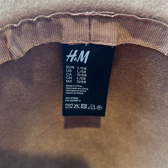 H&M Camel Colored Fedora Hat 100% Felted Wool with Vegan Leather Belt Tan Brown - Picture 6 of 16